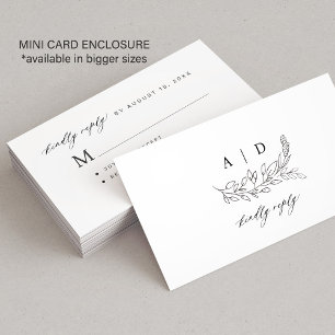 Zwart-wit vriendelijk antwoord monogram trouw-RSVP Informatiekaartje