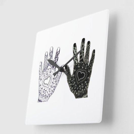 Zwart-wit vriendschap vierkante klok (Hoek)