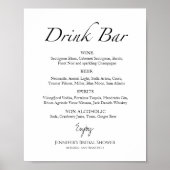 Zwart-wit Vrijgezellenfeest Drinken Menu Sign Poster (Voorkant)