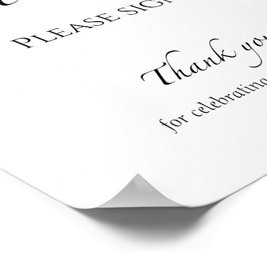 Zwart & Wit Vrijgezellenfeest Gastenboek teken Poster (Hoek)