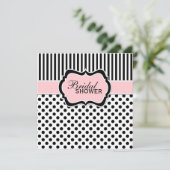 Zwart, wit Vrijgezellenfeest met polaire dot stree Kaart (Staand voorkant)