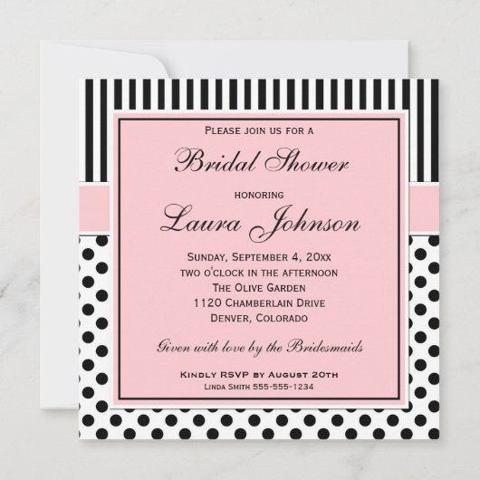 Zwart, wit Vrijgezellenfeest met polaire dot stree Kaart (Achterkant)