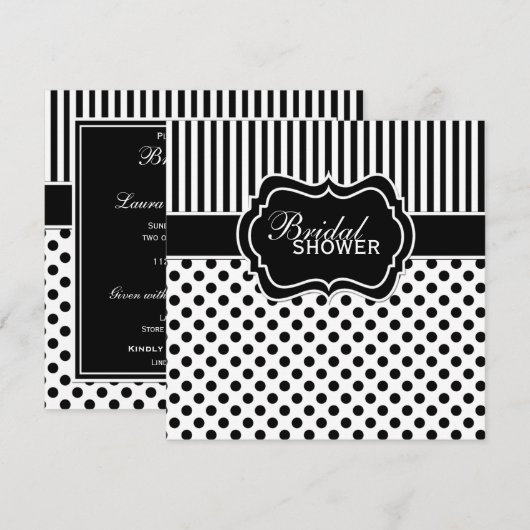 Zwart, wit Vrijgezellenfeest met polaire dot stree Kaart (Voorkant / Achterkant)