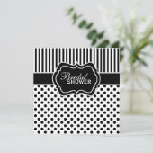 Zwart, wit Vrijgezellenfeest met polaire dot stree Kaart (Staand voorkant)