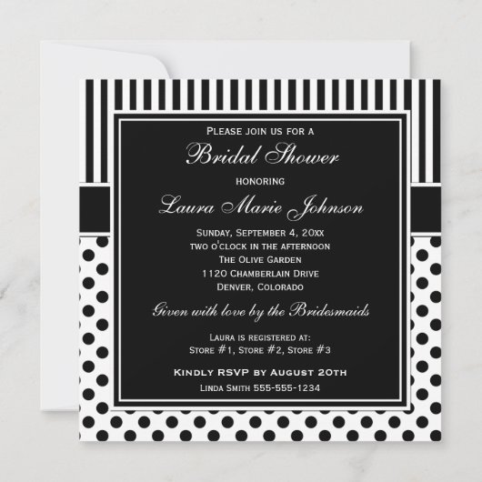 Zwart, wit Vrijgezellenfeest met polaire dot stree Kaart (Achterkant)