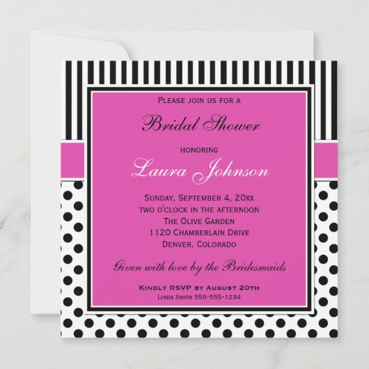 Zwart, wit Vrijgezellenfeest met polaire dot stree Kaart (Achterkant)