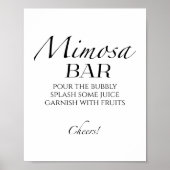 Zwart & Wit Vrijgezellenfeest Mimosa Bar Teken Poster (Voorkant)