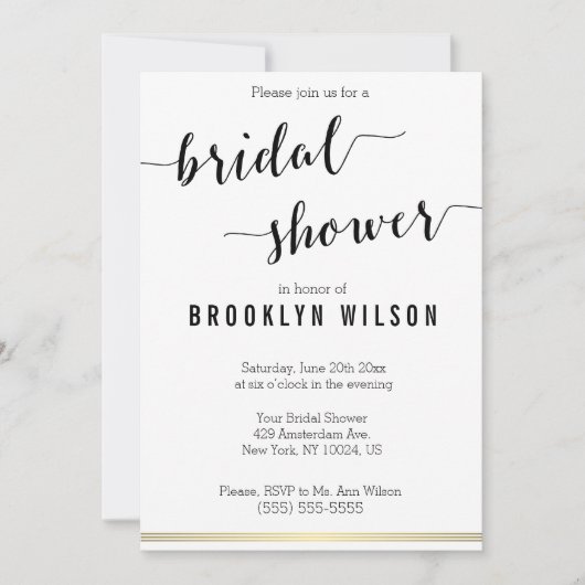 Zwart-wit Vrijgezellenfeest nodigt gouden lijnen u Kaart (Voorkant)