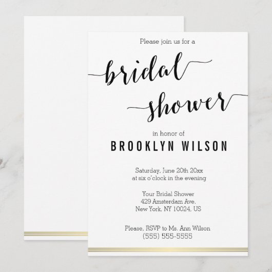 Zwart-wit Vrijgezellenfeest nodigt gouden lijnen u Kaart (Voorkant / Achterkant)