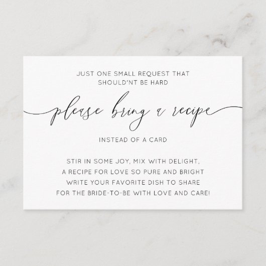 Zwart-wit Vrijgezellenfeest recept Informatiekaartje (Voorkant)