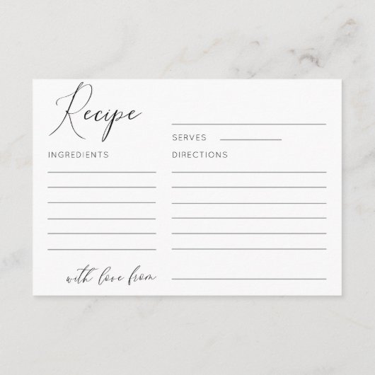 Zwart-wit Vrijgezellenfeest recept Informatiekaartje (Achterkant)