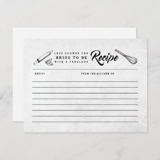  zwart-wit Vrijgezellenfeest Recept Kaart (Voorkant / Achterkant)