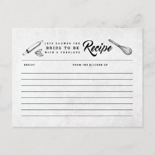  zwart-wit Vrijgezellenfeest Recept Kaart (Voorkant)