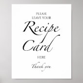 Zwart & Wit Vrijgezellenfeest Recept Kaarten Sign Poster (Voorkant)