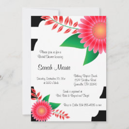 Zwart-wit Vrijgezellenfeest | Roze bloemen Kaart