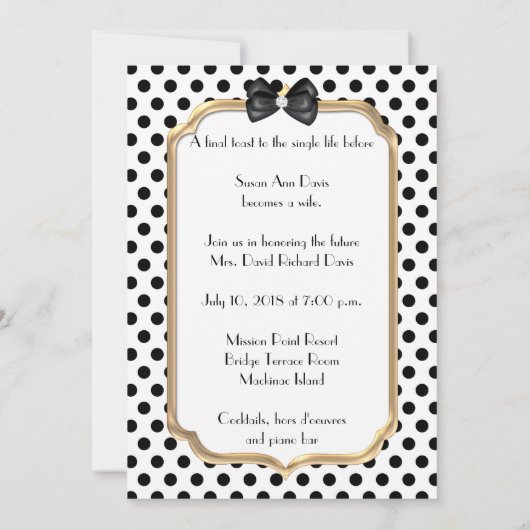 Zwart-wit vrijgezellenfeest uitnodiging (Achterkant)