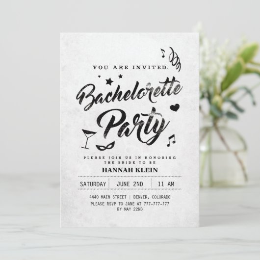  zwart-wit vrijgezellenuitnodiging kaart (Staand voorkant)