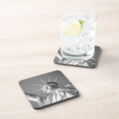 Zwart wit Vrijheidsbeeld Bier Onderzetter (Rechterzijde)