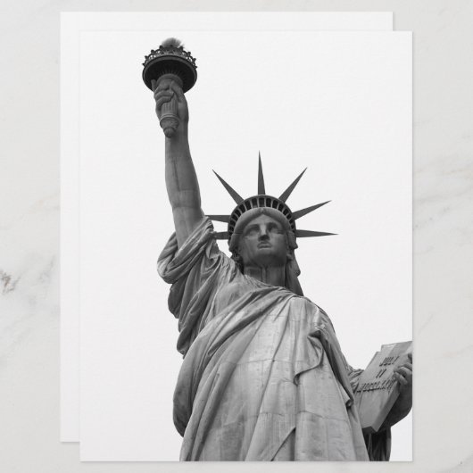 Zwart-wit Vrijheidsbeeld Briefhoofd Sjabloon (Voorkant / Achterkant)