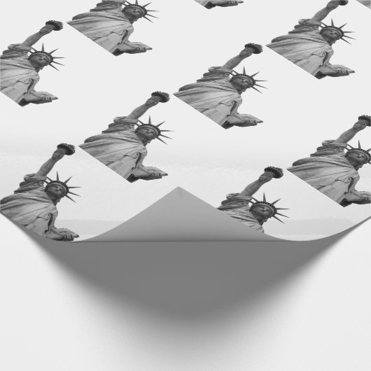 Zwart-wit Vrijheidsbeeld Cadeaupapier (Hoek)