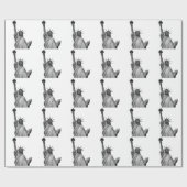 Zwart-wit Vrijheidsbeeld Cadeaupapier (Vlak)