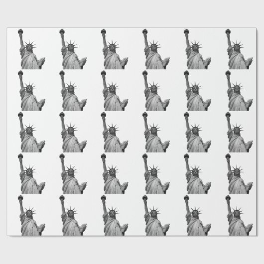 Zwart-wit Vrijheidsbeeld Cadeaupapier (Vlak)