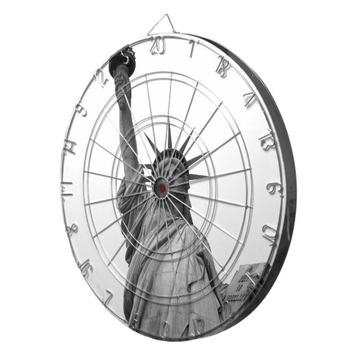 Zwart-wit Vrijheidsbeeld Dartbord (Voorkant Rechts)