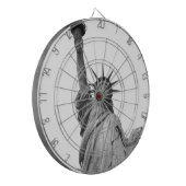 Zwart-wit Vrijheidsbeeld Dartbord (Voorkant Links)