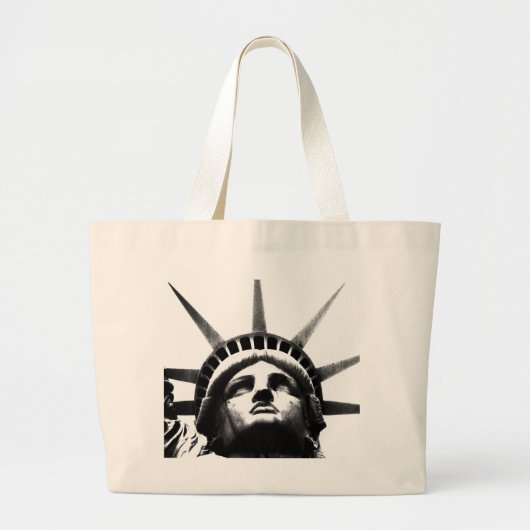 Zwart-wit Vrijheidsbeeld Grote Tote Bag (Voorkant)