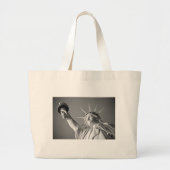 Zwart wit Vrijheidsbeeld Grote Tote Bag (Voorkant)