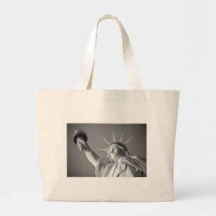 Zwart wit Vrijheidsbeeld Grote Tote Bag