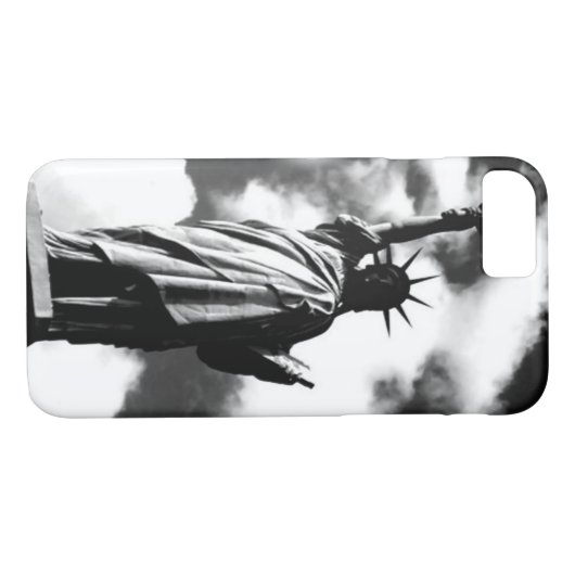 Zwart & Wit Vrijheidsbeeld iPhone 7 Hoesje (Achterkant (Horizontaal))