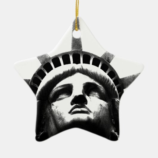 Zwart-wit Vrijheidsbeeld Keramisch Ornament (Voorkant)