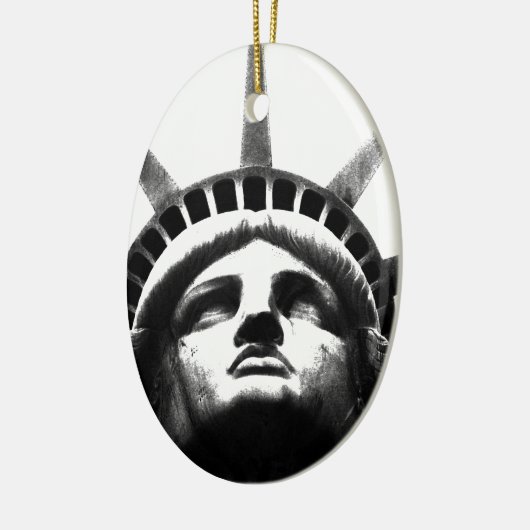 Zwart-wit Vrijheidsbeeld Keramisch Ornament (Links)