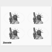 Zwart-wit Vrijheidsbeeld Ovale Sticker (Vel)