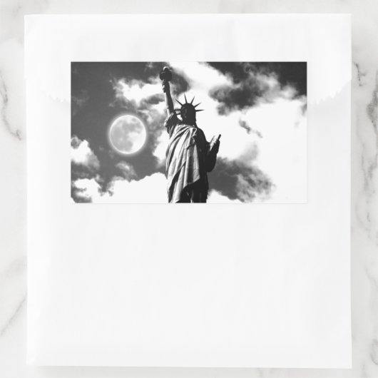 Zwart-wit Vrijheidsbeeld Rechthoekige Sticker (Tas)