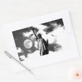 Zwart-wit Vrijheidsbeeld Rechthoekige Sticker (Envelop)