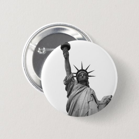 Zwart-wit Vrijheidsbeeld Ronde Button 5,7 Cm (Voorkant /achterkant)