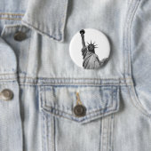 Zwart-wit Vrijheidsbeeld Ronde Button 5,7 Cm (In situ)