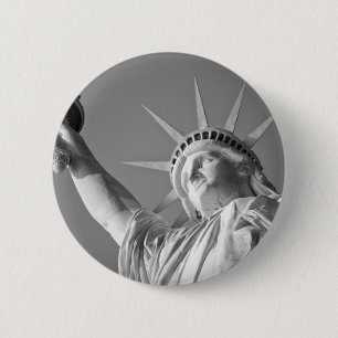Zwart wit Vrijheidsbeeld Ronde Button 5,7 Cm