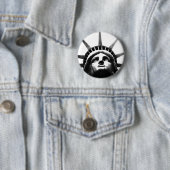 Zwart-wit Vrijheidsbeeld Ronde Button 5,7 Cm (In situ)