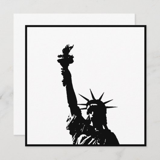 Zwart-wit Vrijheidsbeeld Silhouette Uitnodigt Kaart (Voorkant / Achterkant)