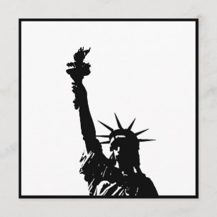 Zwart-wit Vrijheidsbeeld Silhouette Uitnodigt Kaart