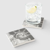 Zwart-wit Vrijheidsbeeld Stenen Onderzetter (Zijkant)