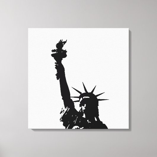 Zwart & Wit Vrijheidsbeeld Verpakt Canvas Afdruk (Voorkant)
