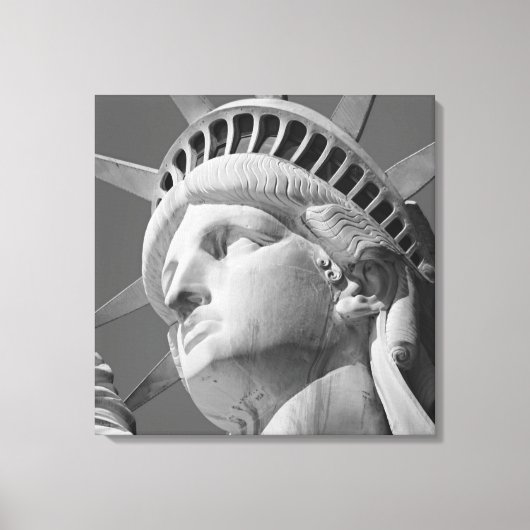 Zwart & Wit Vrijheidsbeeld Verpakt Canvas Afdruk (Voorkant)
