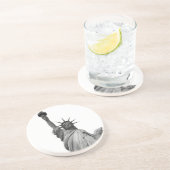 Zwart-wit Vrijheidsbeeld Zandsteen Onderzetter (Zijkant)