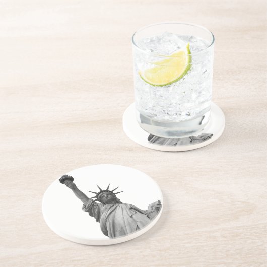 Zwart-wit Vrijheidsbeeld Zandsteen Onderzetter (Zijkant)