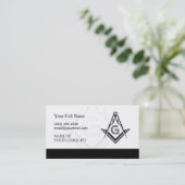 Zwart-wit Vrijmetselaar Visitekaartjes Contactkaartje (Staand voorkant)