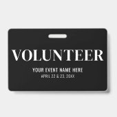 Zwart-Wit Vrijwilliger Badge (Achterkant)